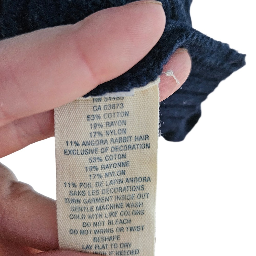 American‎ Eagle Y2K Blue Cable Knit V Neck Sweater Medium Academia Bella Elena - Picture 5 of 6